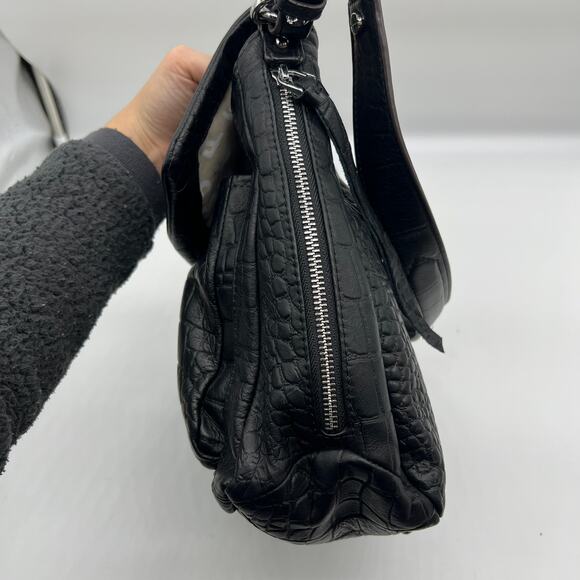 Aimee Kestenberg Leather Shoulder Bag Black Croco - Picture 9 of 15